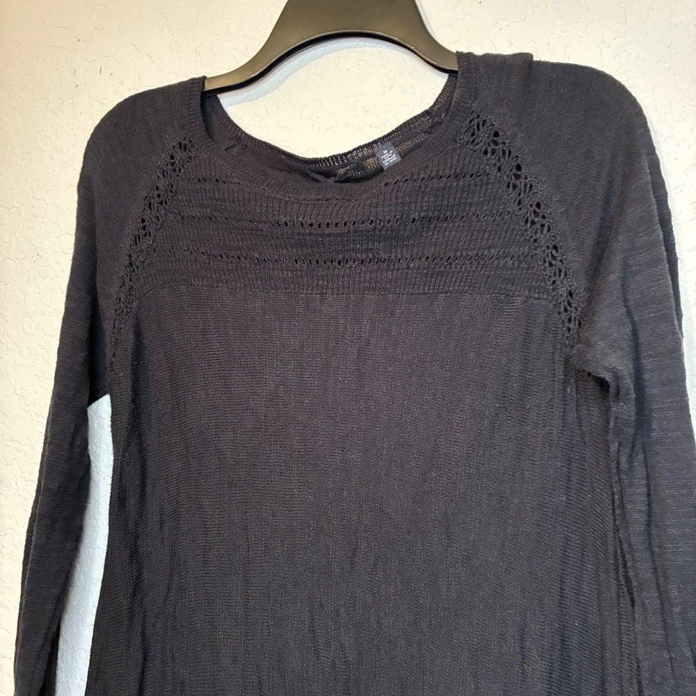 Anthropologie Knitted and Knotted Black Knit Sweater Dress Lace Y2K Women's M